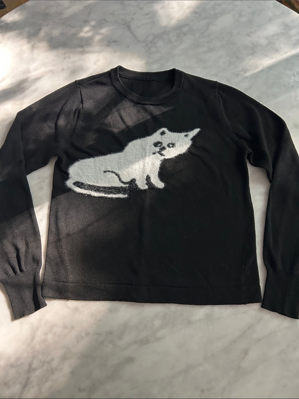 Vintage Black Cat Graphic Sweater - Black Sweater XS-S